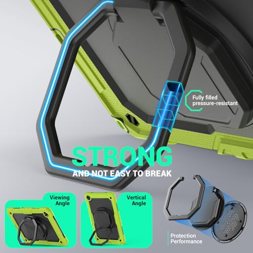 Coque Galaxy Tab A11 Plus 11" antichoc jaune-vert avec support rotatif SM-X230