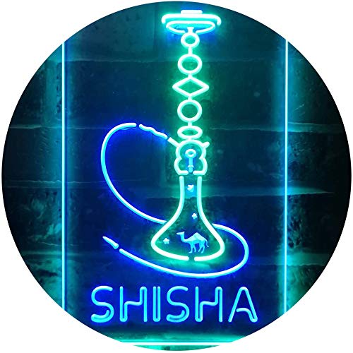 ADVPRO Hookah Shisha Shop Home Room Man Cave Décor Dual Color LED Neon Sign Green & Blue 8.5
