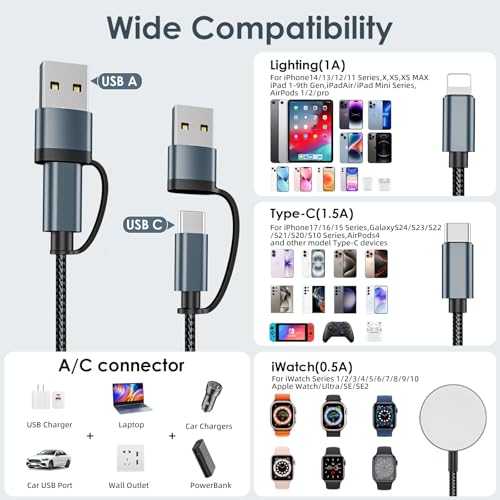 Image of Airplane Travel Essentials Multi Charging Cable for Apple Watch Charger