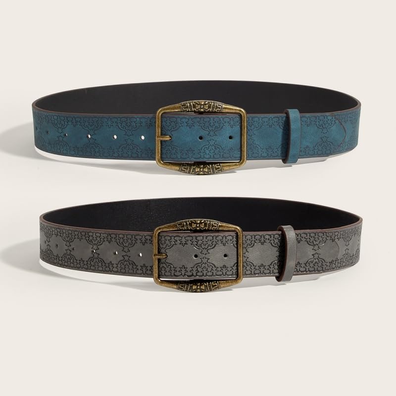 Vintage Western Cowboy Style Engraved Buckle Leather Belts Engraved Floral Cowgirl Bohemian Style Belt Jeans Pants2