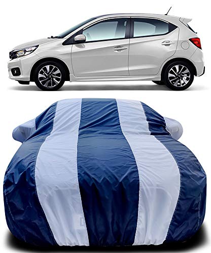 Image of PURPLEHEART Car Body Cover Compatible with Honda BRV Mirror Pocket Triple Stitched Bottom Elastic Water Resistant UV Protection & Dustproof Car Cover-Blue & White