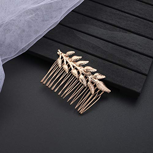 Bridal Hair Comb for Women Girls Beautiful Leaf Wedding Hair Accessories for Brides Cute Alloy Hair Pieces (Gold)