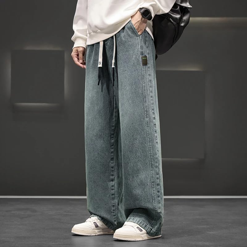 Autumn Wide Leg Jean Pants Men Trousers Loose Casual Pants4