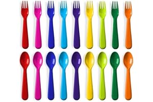 Toddler Utensils Set of 18: Plastic Utensils for Lunchbox