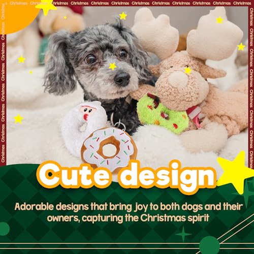 ALL FOR PAWS Weihnachts-Hundespielzeug - Festliche Plüschspielzeuge,Ideal für Apportierspiele und als interaktives kleine, mittlere und große Hunde. (Donut Toys)