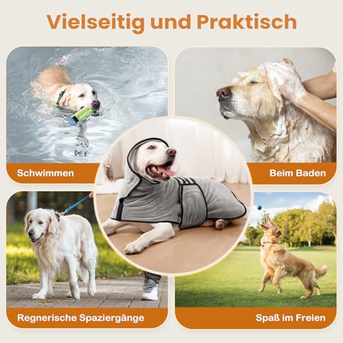 Zorela Hundebademantel, Superweicher Bademantel Hund aus Korallenvlies, Hunde Bademantel Hundehandtuch Extra Saugfähig für nach dem Bad, Strand, Pool