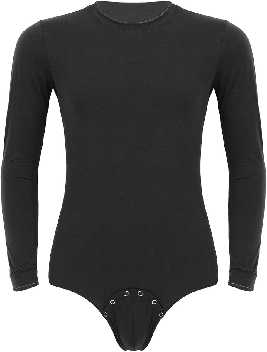 CHICTRY Mens Solid Color Jumpsuit Pressed Cutton at Crotch Round Neck