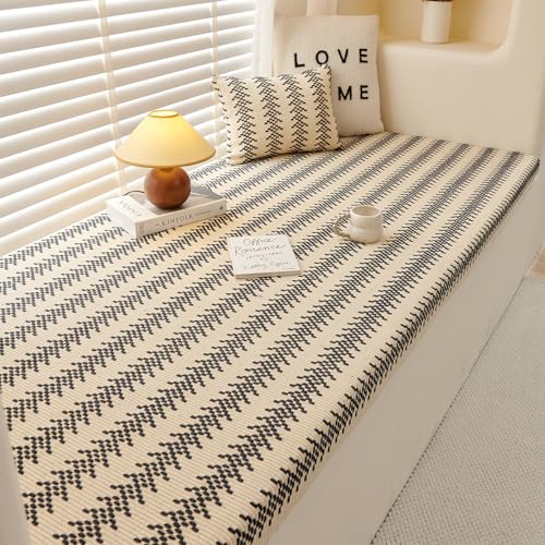 Custom Size Bay Window Bench Seat Cushions Indoor, Custom Bench Cushions for Breakfast Reading Nook/Kitchen Dining Entryway Mudroom/Outdoor Patio Loveseat Furniture, Anti-Slip/Scratch/75D Memory Foam