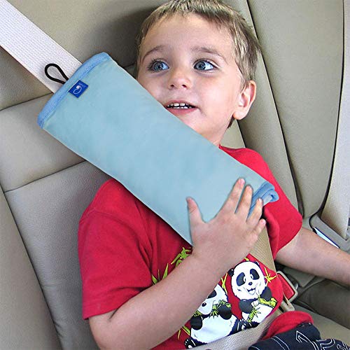 Image of COOLBEBE Seat Belt Pillow for Kids, Extra Soft Toddler Travel Pillow for Car Seat, Universal Carseat Strap Cushion Pads for Childs Baby People Adults, Blue