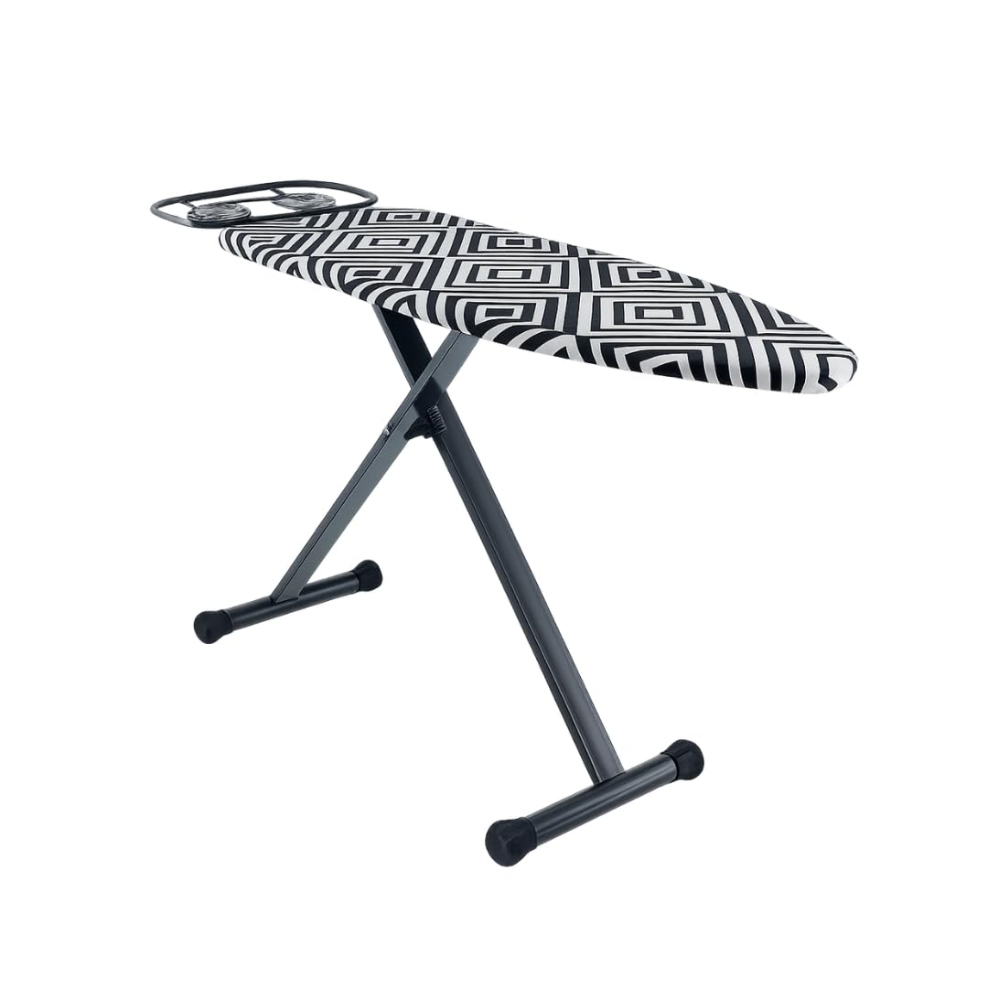 Asse da Stiro Venus Lux, 124x43 cm, Regolabile in Altezza 60-90 cm, con Portacaldaia, Acciaio Verniciato, Piedini Antiscivolo