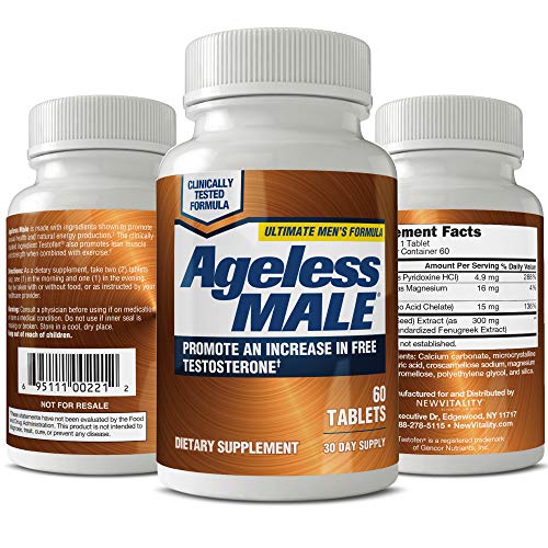 Ageless Male Free Testosterone Booster for Men - Promote Lean Muscle Mass w/Strength