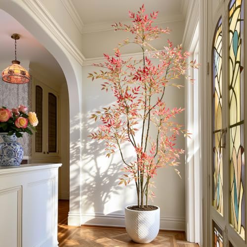 7.2ft Faux Bamboo Tree Artificial Nandina Tree Artificial Indoor Plants Realistic Fake Potted Tree...