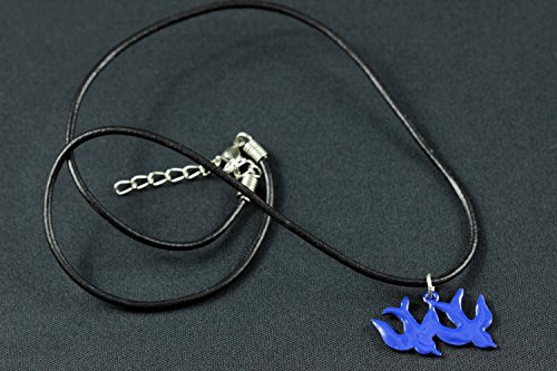 Collier swallow oiseau double chaîne en cuir bleu Miniblings