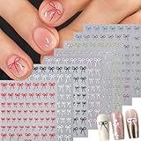 Effet 3D pour une sensation épatante:Les stickers pour ongles en relief créent une profondeur visible. Les stickers d'ongles Saint-Valentin avec design de nœuds transforment des ongles simples en véritables attraits idéal pour les fêtes, les cadeaux ou simplement pour se gâter