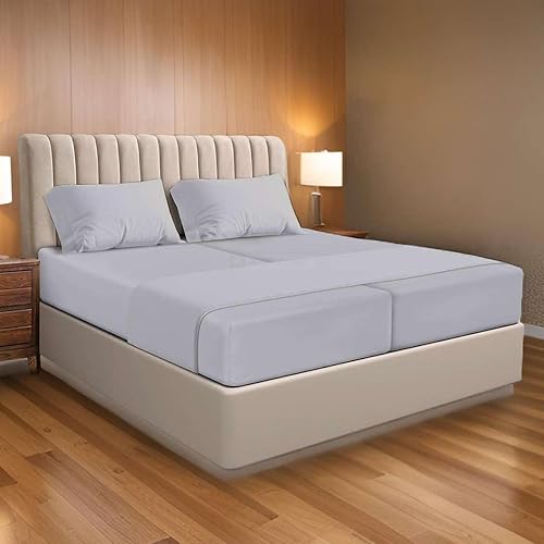 Juego de sábanas divididas tamaño King de 5 piezas para cama ajustable, tamaño individual XL, juego de sábanas divididas, 100% algodón, 400 hilos,