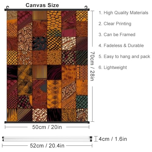 Poster style africain patchwork 40x60 cm avec crochet amovible - 2