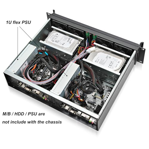 Gabinete Rackmount 2U para dos placas base Mini-ITX, profundidad 14,17 pulgadas, color negro miniatura 2