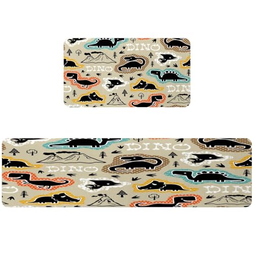 Alfombrillas de cocina para pasillo y cuarto de lavado con dinosaurios 2