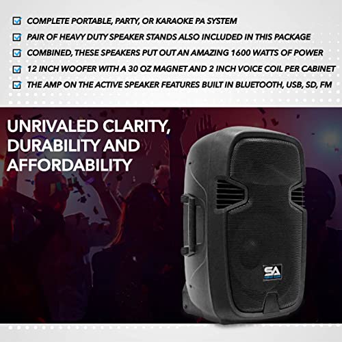 Seismic Audio Speakers Pair Of Active 12 Inch Pa Speaker System, Tailgate Karaoke Speaker, Bluetooth Compatible #TOP6
