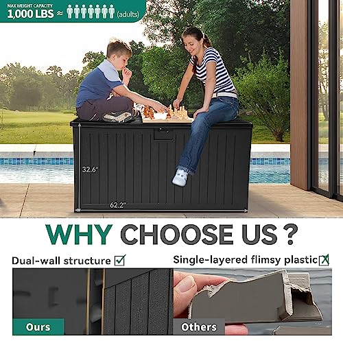 YITAHOME XXL 230 Gallon Large Deck Box,Outdoor Storage for Patio