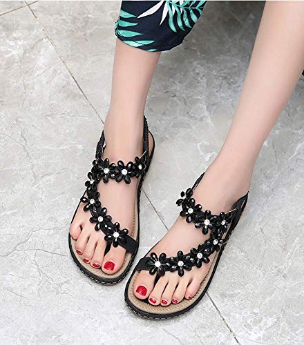 HNGHOU Women's Summer Sandals Casual Comfortable Bohemia Beach Flat Sandals Open Toe Ankle Crystal Gladiator Shoes2