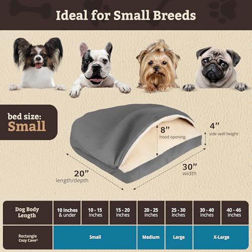 Image of Snoozer Rectangle Cozy Cave Dog Bed, Hooded Dog Bed, Heather Gray (S)