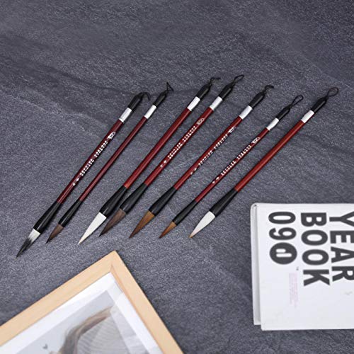 Garosa 7 peças de pincel de caligrafia chinesa para cabelo doninha, pincel de escrita, pincel japonê