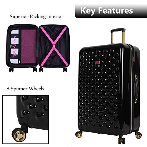 Betsey Johnson Coleção de bagagem verificada de 76 cm – Mala rígida expansível resistente a arranhõe