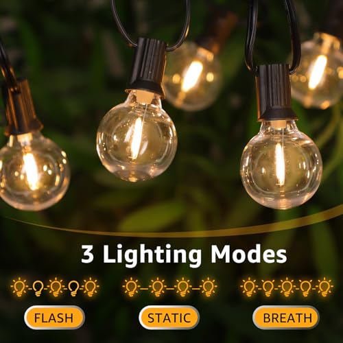 Mlambert 48FT Solar Powered String Lights, Outdoor Waterproof Patio Light with 15+1 Shatterproof LED G40 Bulbs, String Light for Backyard Balcony-Black by Mlambert - Image 4