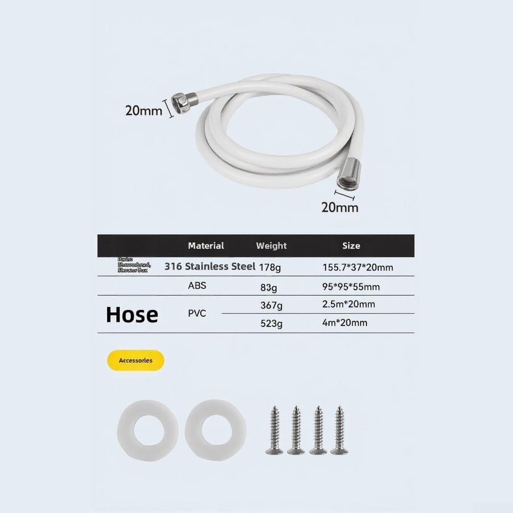 Kit de alcachofa de ducha para yate retráctil con manguera de acero inoxidable de 2,5 m (4 m)