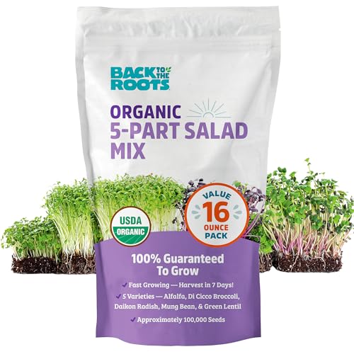 Back to The Roots 100% Organic 5-Part Salad Seeds | 1 Pound Non-GMO | Nutrient Dense, Easy to Grow...