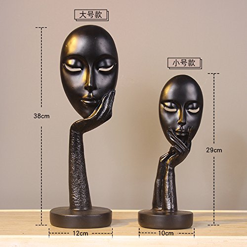 Koomagic Abstract Characters Crafts Ornaments Women Face Art Statue Sculpture Resin Handmade Carving Figurine Knick-Knack Home Office Bedroom Living Room Study Room Studio Decorations (Black, 29Cm) #TOP3