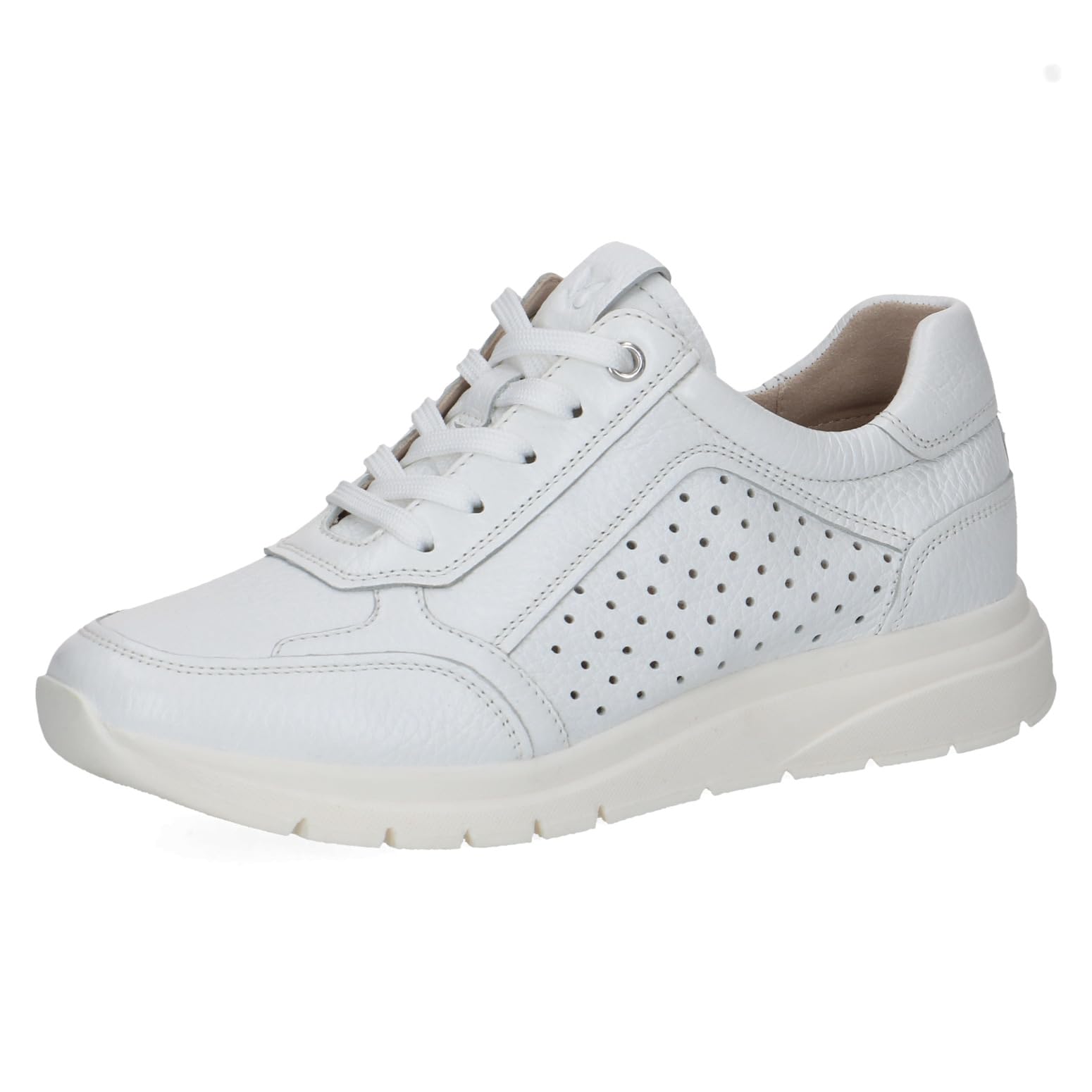 CAPRICE Women's Leather Sneakers, White (White Deer), 3.5 UK