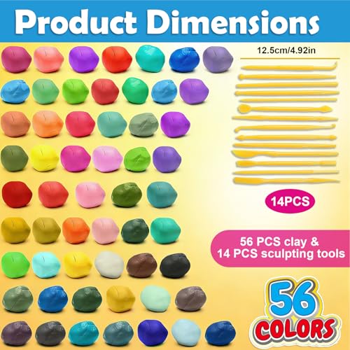 Kit argile séchée à l'air libre 56 couleurs loisirs créatifs DIY
