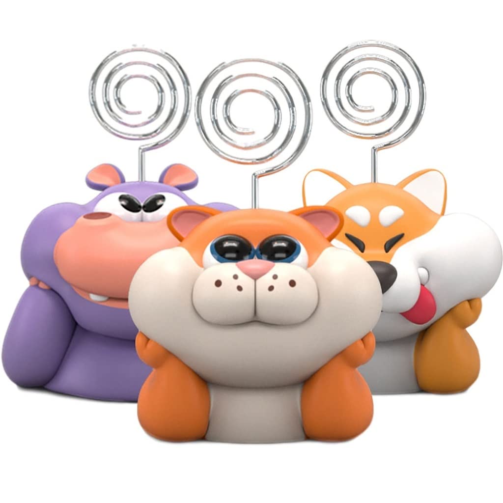 MOBYGKFY 3D Cute Animal Card Photo Holder Desk Number Memo Note Desktop Postcard Message Folder