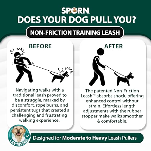 Sporn SPUS10143 Non-Friction Dog Training Leash, Heavy-Duty Non-Slip Padded Nylon Dog Leash 4Ft For Maximum Control, No Pull Dog Leash With Trigger Snap Buckle thumb #2
