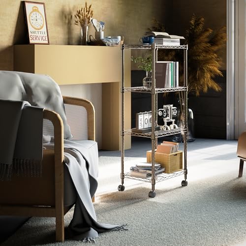 M MZG 4-stufiges Metallregal, Schwerlastregal bis 454 kg, kompaktes Aufbewahrungsregal für Küche, Vorratsraum, Büro… – Ansicht 4