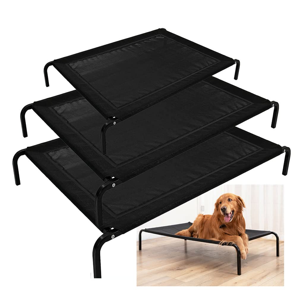 AUTOFU Raised Dog Bed Small, Waterproof Elevated Dog Bed, Cooling Dog Bed Washable with Breathable Mesh &No-Slip Rubber Feet, Outdoor Pet Dog Bed for Travel and Garden, Black, 75x47x15cm
