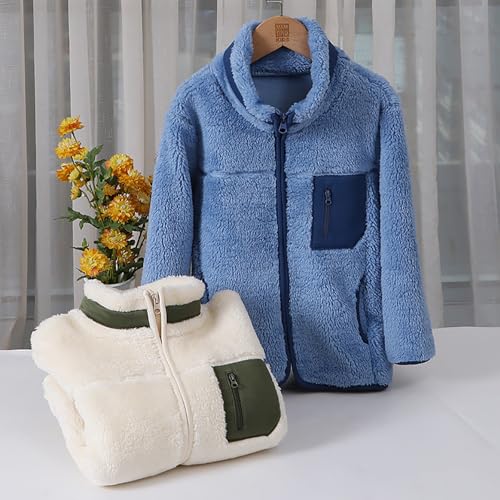 Girls Boys Fluffy Sherpa Fleece Jacket Teens Kids Fuzzy Fur Thicken Zipper Windproof Outerwear casual Winter Warm Coat3