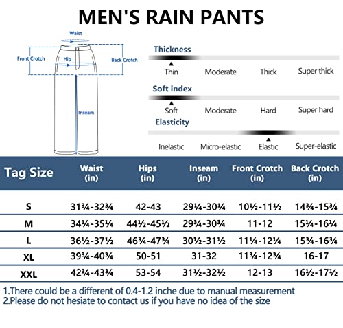 Little Donkey Andy Men's Waterproof Lightweight Rain Pants Breathable Windproof Hiking Golf Fishing Pants Pewter S #TOP6