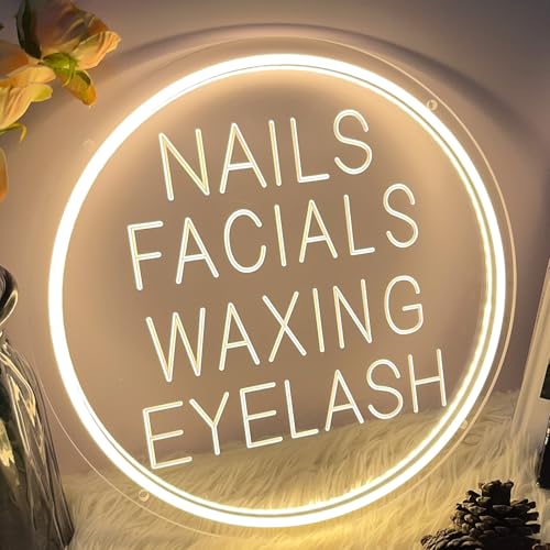 Image of Nails Facials Waxing Eyelash Neon Sign for Wall Decor 3D Art Carving Design Personalized Led Advertising Neon Light Sign for Beauty Salon Spa Business Lash Hair Shop Wedding Warm White USB 30x30CM