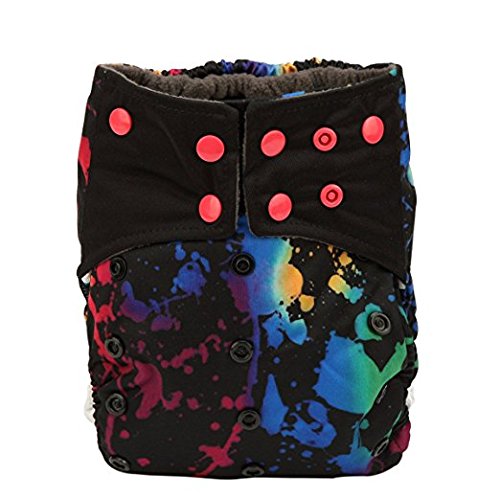 AIO - Pañal reutilizable y lavable, con inserto de bambú de carbón vegetal durante la noche, doble refuerzo L5.