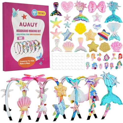 AUAUY Mermaid Headbands Making Kit DIY Band Hair Accessories for Age 15+