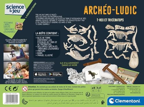 Science et jeu : Archéo ludic : T Rex et Tricératops phosphorescents Clementoni Jeux - vue 5
