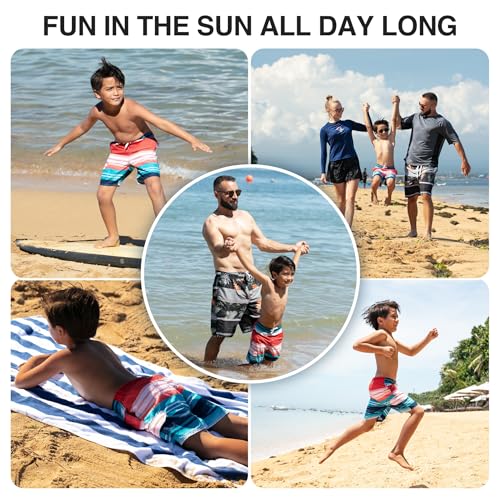 Image of Kanu Surf Boys' Victor Stripe Quick Dry Beach Board Shorts Swim Trunk
