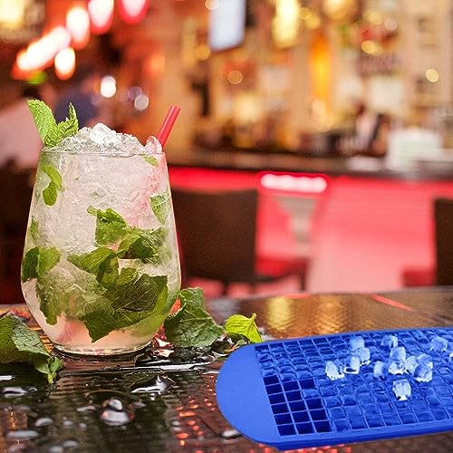 Image of LESLEE Silicone Ice Cube Tray, 160 Mini Square Cavities Quick-Freeze Design Flexible Ice Tray for Whiskey Cocktail Stackable and Safe Cubes Fridge Bar Soft Tray (Multi-Colour) [ 1-pcs ]