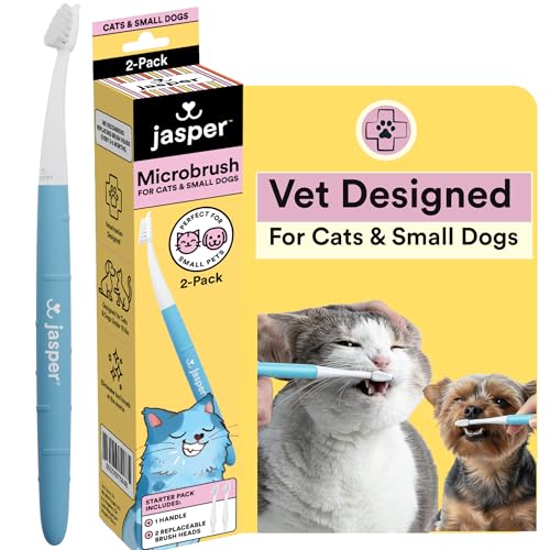 Jasper Microbrush Vet Approved Cat Toothbrush, Soft-Bristled Toothbrush Kit for Felines & Small...