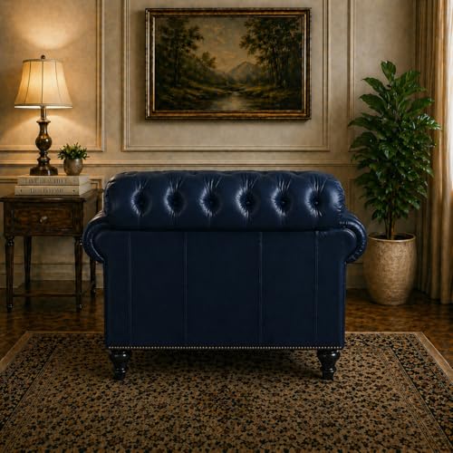 Image of Luxury Sofa Set Luxury Chesterfield Sofa in for Home Living Room & Office (Highback 1 Seater Blue)