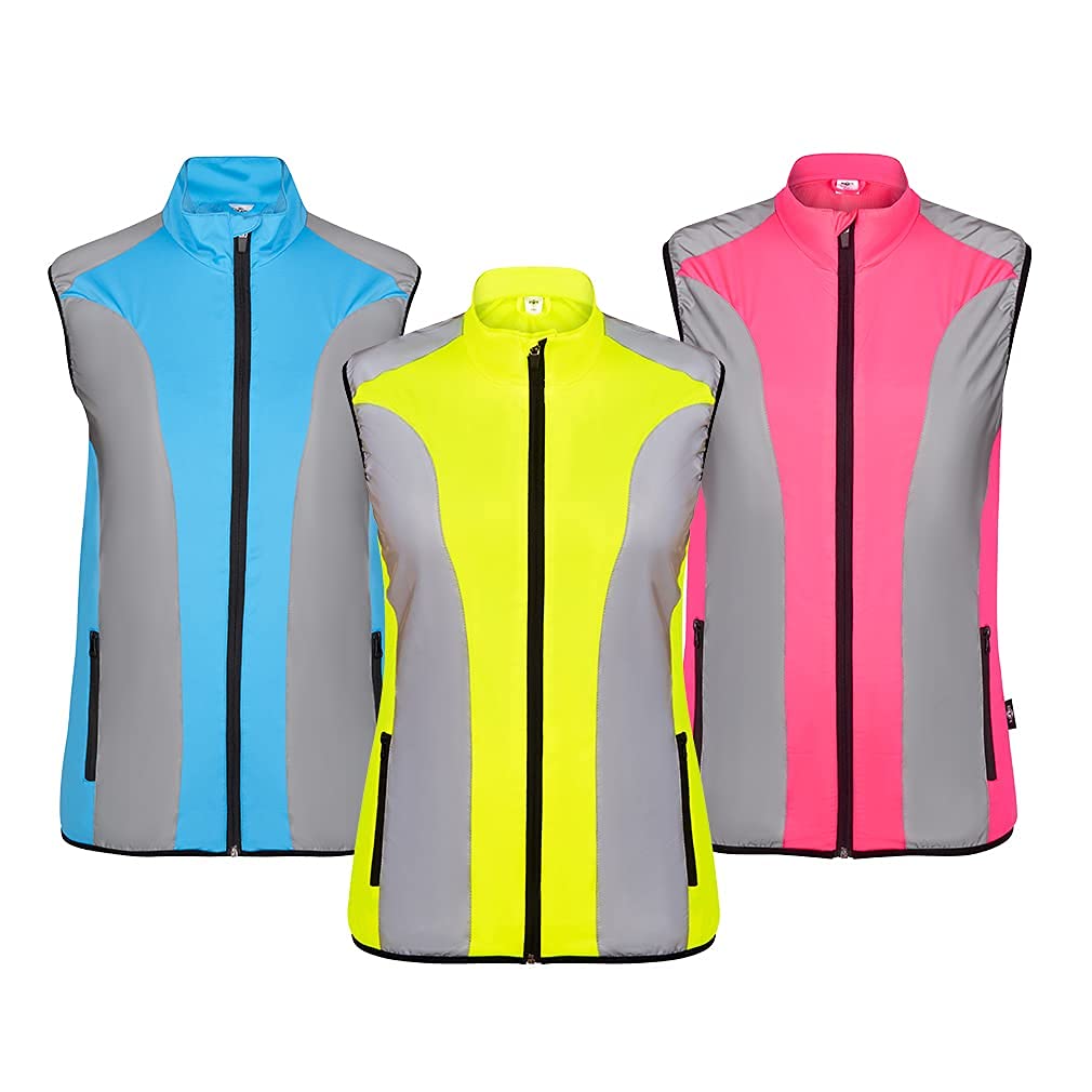 BTR Damska odblaskowa kamizelka rowerowa i do biegania dla kobiet. Wysoka widoczność (Hi Viz) i bardzo odblaskowa kamizelka sportowa na świeżym powietrzu. Niebo niebieski rozmiar 8
