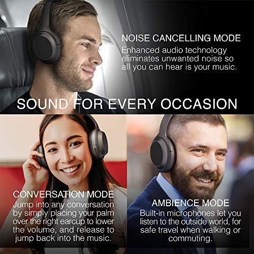 Brookstone Airphones Pro Wireless Over Ear Headphones, Active Noise Cancelling Tws Bluetooth Headphones, 30H Playtime, Deep Bass, High-Res Audio, Touch Controls, Comfort Ear-Cups, Portable, Black #TOP2